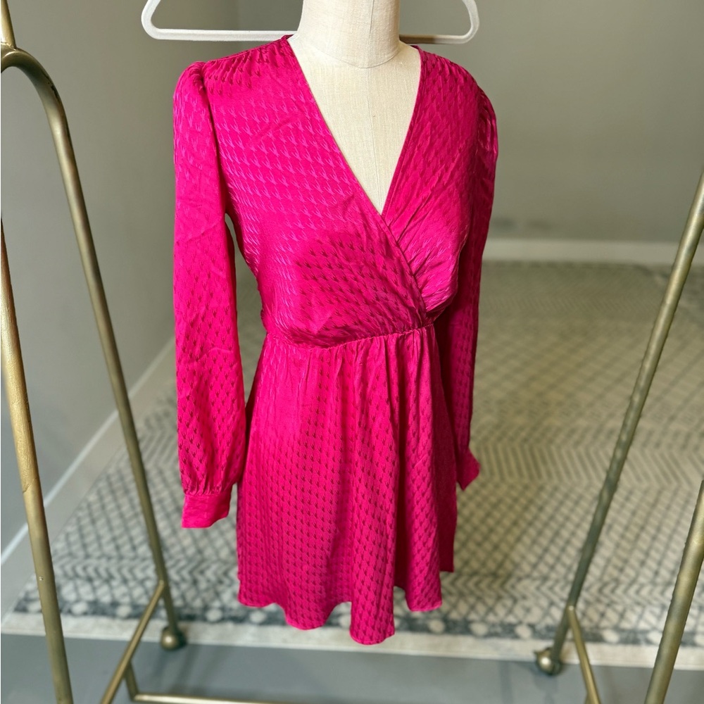 Vibrant Pink Long Sleeve Dress
